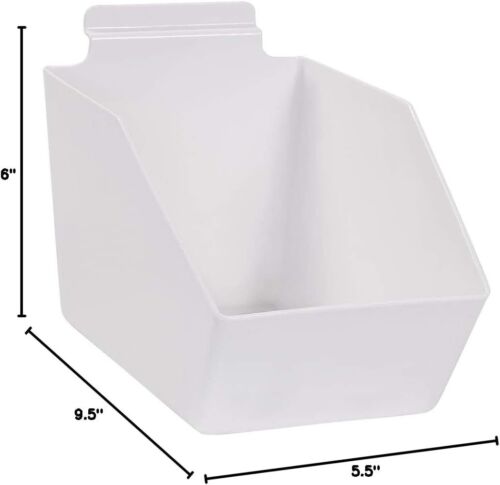 "10 contenedores de volteo Slatwall acrílico blanco 9 1/2"" x 6"" W X 5 1/2"" exhibición de plástico al por menor" - Imagen 2 de 3
