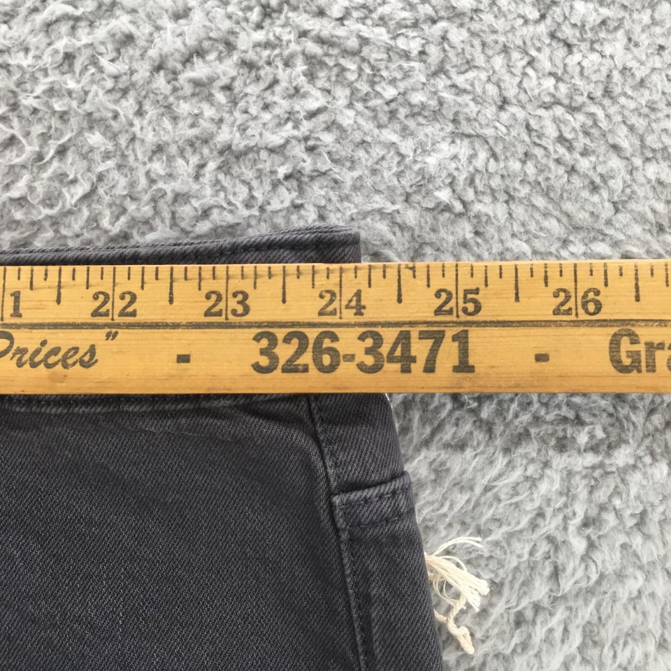 Pantalones Cortos Midi Universal Thread Vintage Para Mujer 26W Plus Negro Denim Corte Dobladillo Crudo Foto 4 de 4