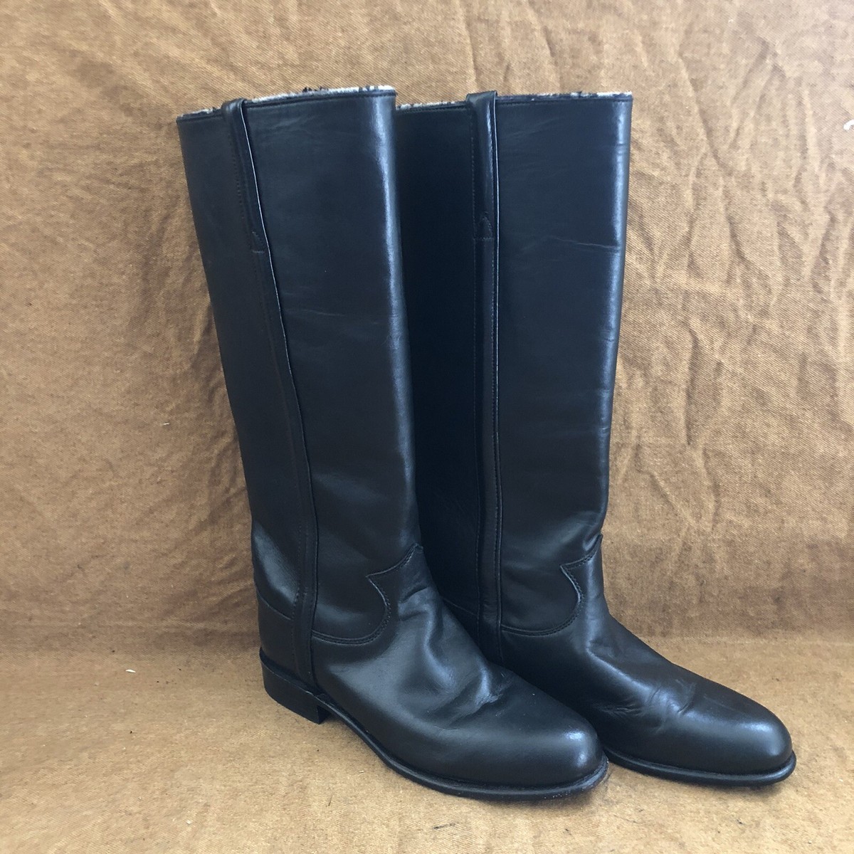 Vintage Black Leather Justin Style Riding Boots VINTAGE JUSTIN ROPER BOOTS | black main image 2