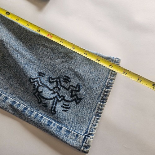 Kids 7 H&M Keith Haring Artwork Jeans Wide Coupe Large Stretch Light Wash - Picture 6 of 7