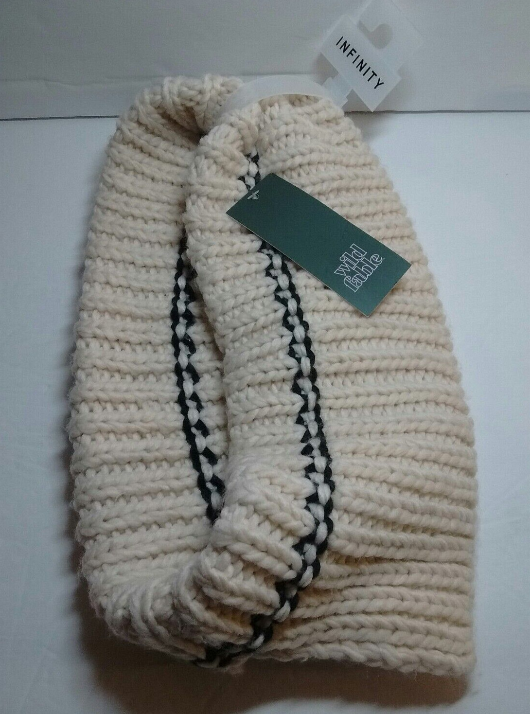 Cream Stripe Cable Knit Winter Headband Neck Warmer for Women Cozy and Warm