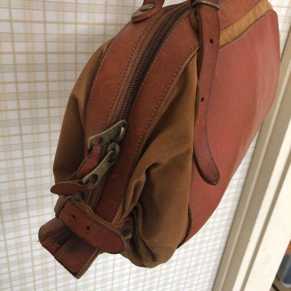 ILBISONTE Bolso Caramelo Lona X Cuero Bolso con Bolsa de Almacenamiento USADO DE JAPÓN Foto 4 de 4