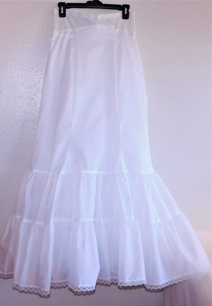 Davidu0026#039;s Bridal White Petticoat Slip Mermaid Fitted Hip Stiff Tulle  Flounce 10 | eBay