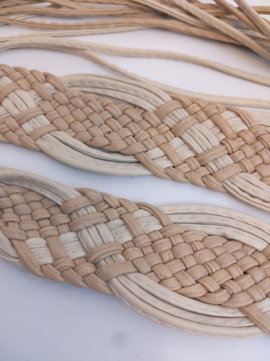 Macrame Woven Braided Boho Faux Vinyl Leather Adj. Belt  display picture 2