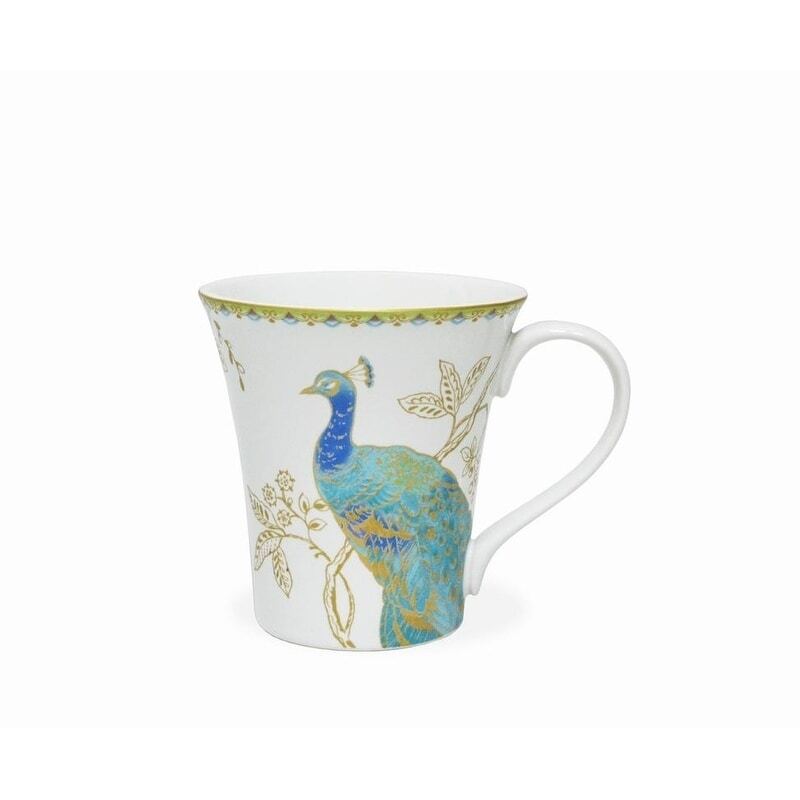 222 Fifth Peacock Garden 16-Piece Porcelain Dinnerware Set, White