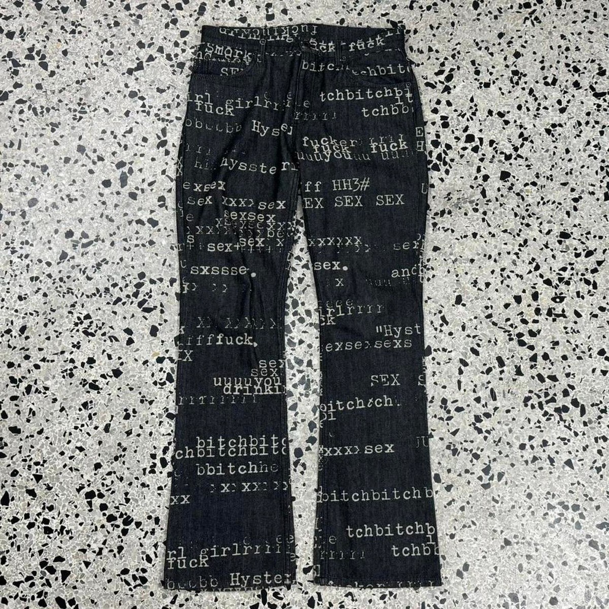 HYSTERIC GLAMOUR SS99 XXX SEX BITCH DENIM AOP PANTS: | eBay