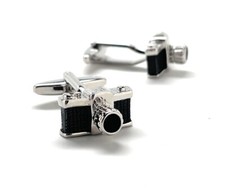 Photographer Gift Camera Cufflinks Photography Silver Black Enamel Camera Pro 35