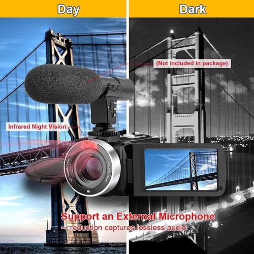 Video Camera Camcorder Full HD 1080P 30FPS 24.0 MP IR Night Vision Vlogging C... - Picture 4 of 8