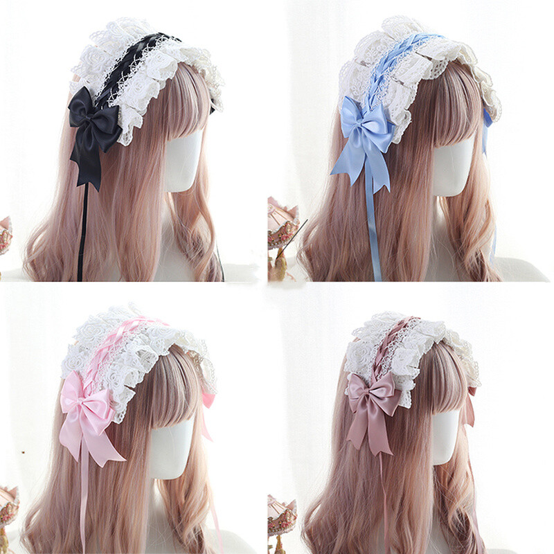 Diadema floral de encaje para damas Prendas para la cabeza Diadema Gótico Pelo Mucama Juegos con disfraces Fiesta
