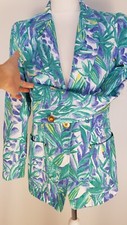 1990s JOBIS polycotton floral jungle tigers blazer strong shoulders size 10 34"