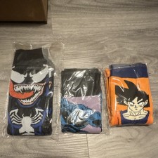 Men's 3 Pair Crew Socks Venom Goku Black Panther Cotton Breathable One Size