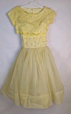 Vestido de fiesta vintage años 50 BUTTERCREAM amarillo CUPCAKE cotillón con bolero