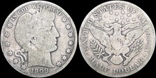 1909 BARBER Silver Half Dollar Well Circulated