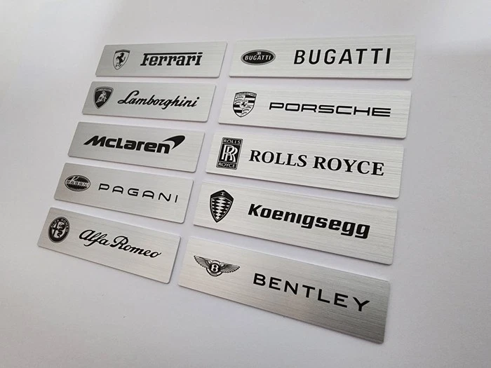 World Car Logo Engraved Metal Nameplate Ferrari Lamborghini Porsche McLaren 1/18 - Image 2 of 4