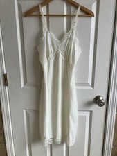 Vintage Women  s Ivory Slip Dress With Lace Trim Size 34 Bridal Lingerie USA made