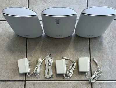 New Netgear Orbi AX5400 Tri-band WiFi Mesh System 3 Pack One RBR760 Two RBS760 - Image 1 of 4