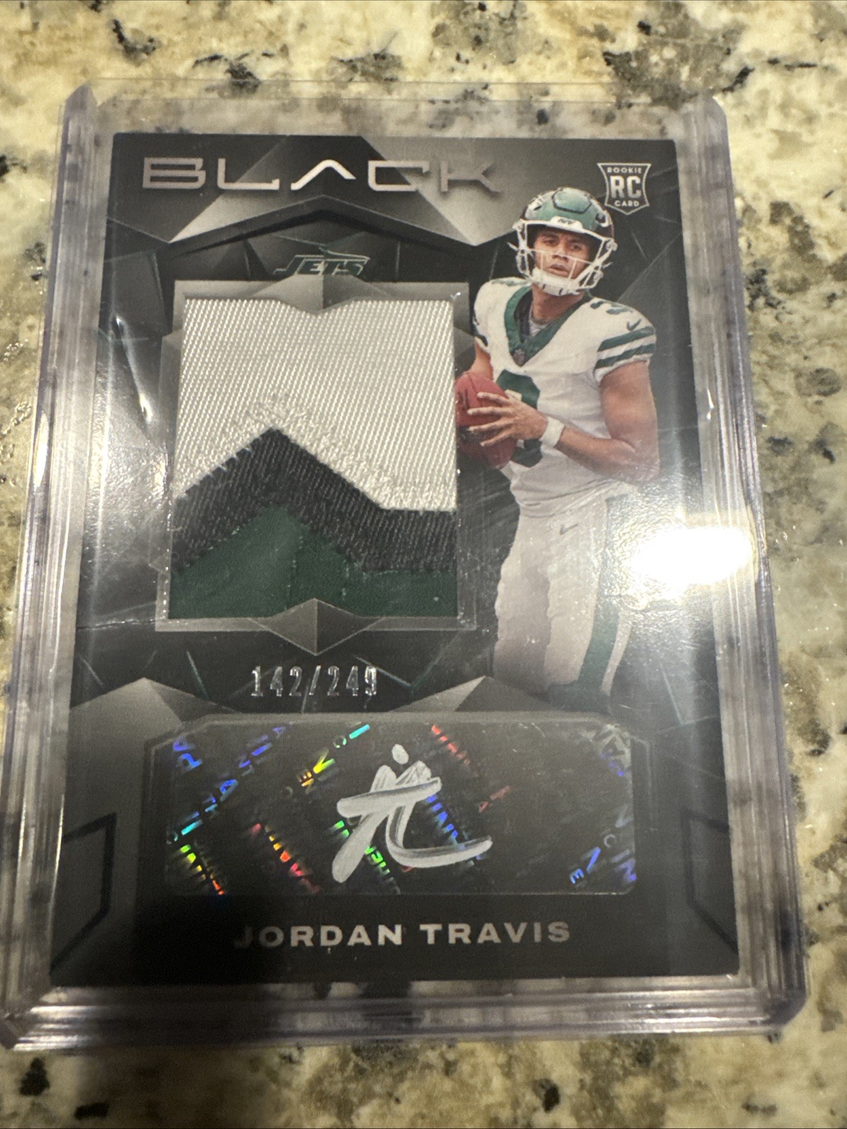 2024 Panini Black - Rookie Patch Autograph Jordan Travis #223 /249 (AU, MEM, RC)
