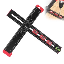 4-in-1 Aluminum Drilling Positioning Ruler, 16" Multifunctional T Square Rule...