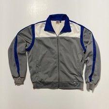 Vintage Levi's 1980s Track Jacket Gray Blue White Colorblock Zip Men's Size L