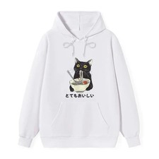White- Cats Eat Ramen Noodles 2D Print Hoodie Unisex S-5XL