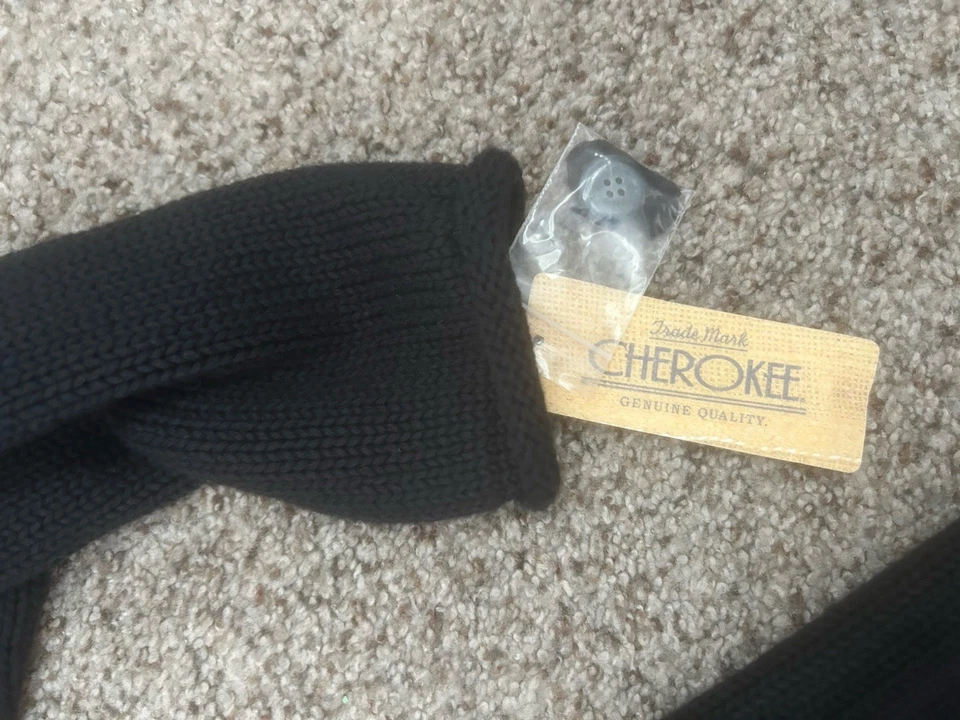 NUEVO Suéter Cárdigan Cherokee Negro con Botones XL Algodón Pesado ¡Nuevo con Etiquetas Bolsillos! Foto 4 de 4