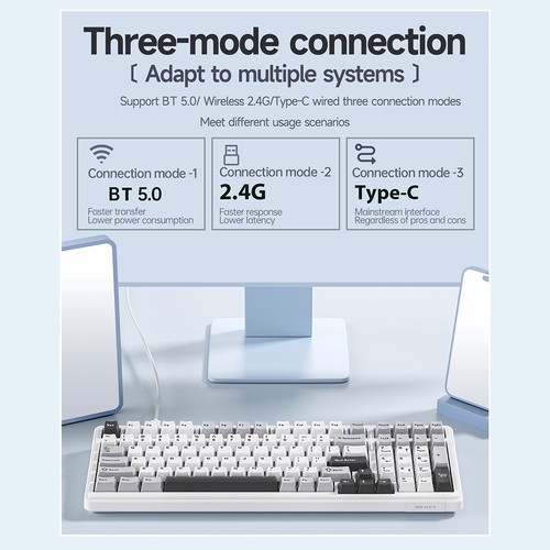 AULA F99 Mechanical Keyboard Wireless Gasket Mount Keyboard With -Mode Con FY - Afbeelding 2 van 18