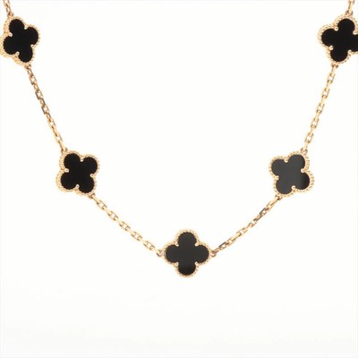 Van Cleef & Arpels Vintage Alhambra 20P Halskette Onyx 750YG P0057591