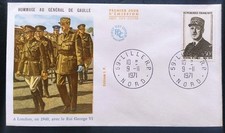 Enveloppe Premier Jour Timbre Général Charles De Gaulle N° 1695 Ob Lille 1971