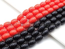 Mother of Pearl Oval Shape beads, Orange Mother of Pearl, Black Mother of