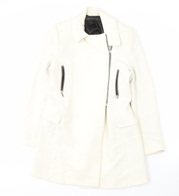 Zara Woman Motorradmantel Elfenbein - Größe S