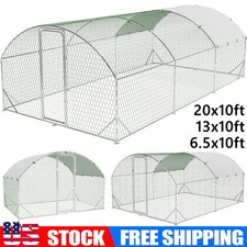20x 10 ft Walk-in Metal Chicken Coop Poultry Cage Pet House w/ Chicken Run Cover