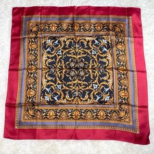 Large Silk Painting-Style Scarf 88x85cm All-Over Pattern Used