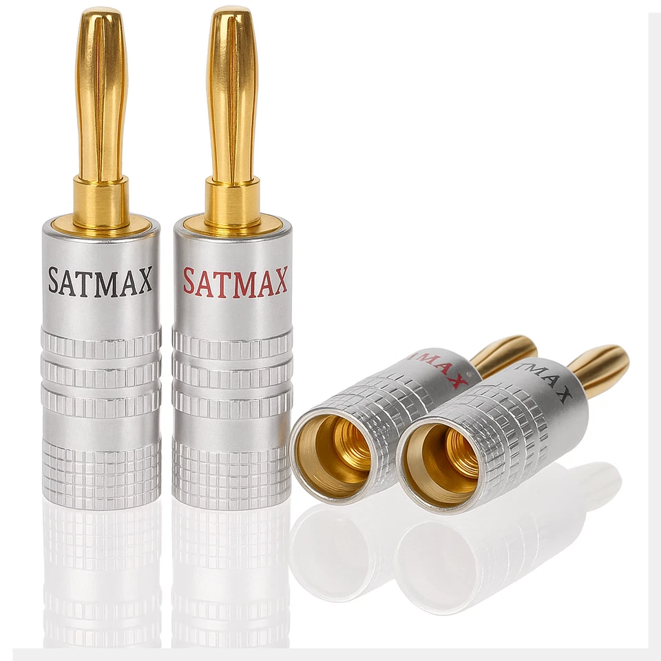 24K Gold Plated Banana Plug Speaker Wire Connector Screw Jack Pack Lot Black Red - Image 3 of 4