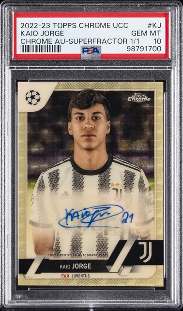 2022-23 TOPPS CHROME UEFA CLUB COMPETITIONS CHROME AUTOS KAIO JORGE 1/1 PSA 10