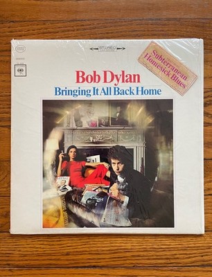 BOB DYLAN BRINGING IT ALL BACK HOME VINYL-1ST RELEASE-BLACK TEXT-HYPE STICKER-EX