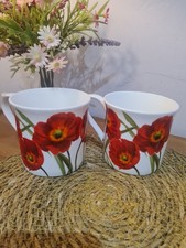 2 Sainsbury’s HOME fine bone china summer poppy coffee/tea  Mugs