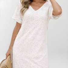 Lauren Ralph Lauren Cotton Eyelet Dress Lined V-Neck Scalloped Hem Sz 4 NWT