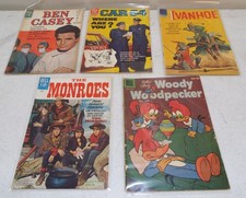 Lot 5 Dell Gold Key Comics Silver Age Ben Casey Car 54 Ivanhoe Monroes Woody
