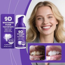 9D Foam Toothpaste 50ml, Mousse for Brightening and Deep Cleaning, Mouth Wash