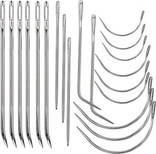 20 Leather Sewing Needles Heavy Duty Kit Curved Sack Hand Upholstery Canvas Rugs