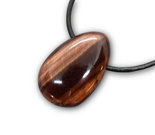 KATZENAUGE TIGERAUGE-ROT  EDELSTEIN-ANHÄNGER TROMMELSTEIN gebohrt + Lederband#xx