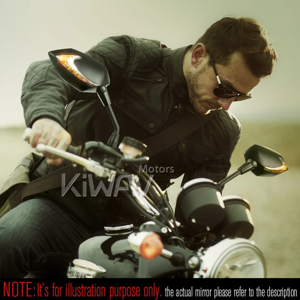 Espejos Lucifer II Negro Doble LED Secuencial Personalizado Moto 10mm Estándar ε Foto 4 de 4