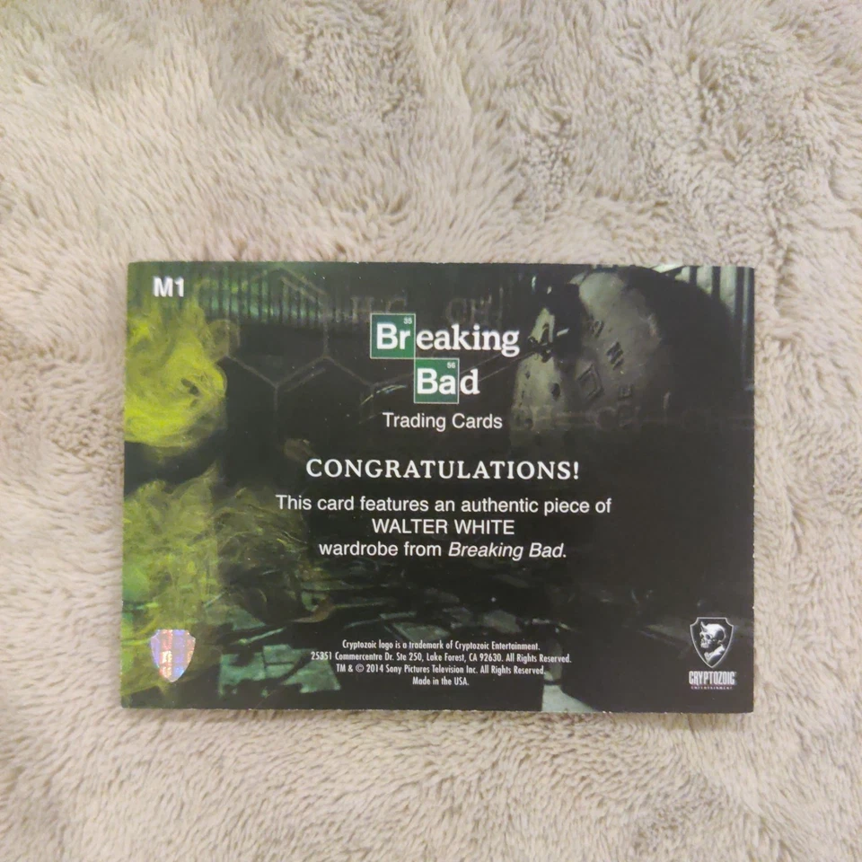 Breaking Bad Seasons 1-5 Autograph, Costume Wardrobe card Walter White M1 - Image 2 of 2