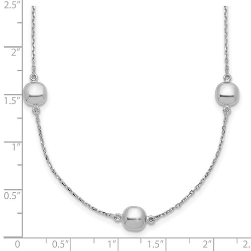 14k White Gold Polished 5 Station Necklace 16" w/2 in ext. 2.83gm - Picture 3 of 5
