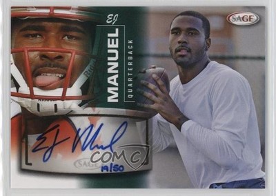 2013 SAGE Green 19/50 EJ Manuel #30 Rookie Auto RC yn4