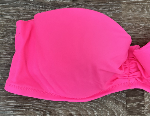 Top de natación Victoria's Secret Beach Bandeau sin tirantes con aros rosa intenso 34B - Imagen 2 de 8
