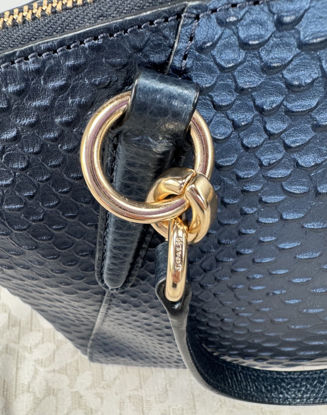 COACH Kelsey Python Embossed Leather Satchel Cros… - image 10