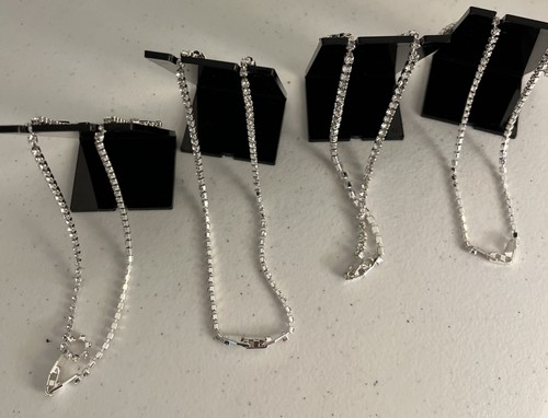 Necklace Bundle 4 Black And Clear Crystals Evening Prom Silver Tone Celeb Style - Picture 5 of 8
