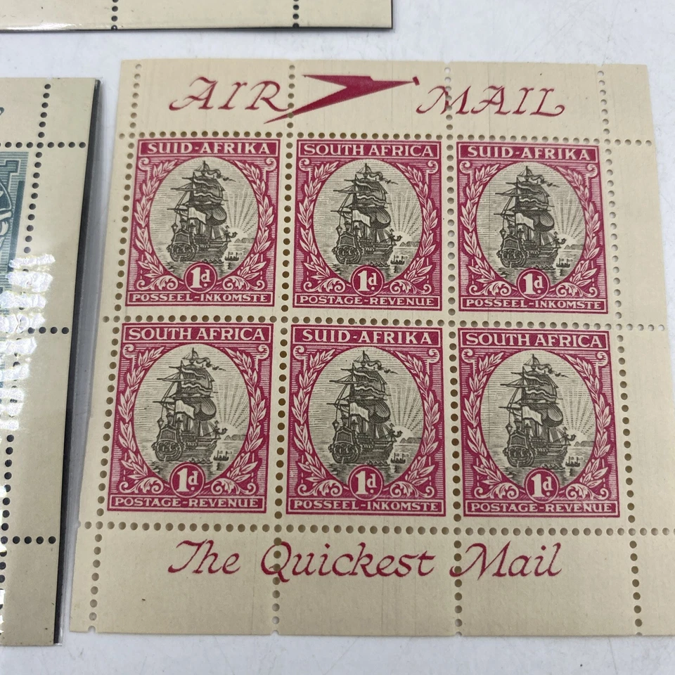 SELLOS DE CORREO AÉREO DE SUDAFRICA - Impresionantes bloques de 3 placas de 6 cada uno (1940’s-50’s) como nuevos Foto 4 de 4