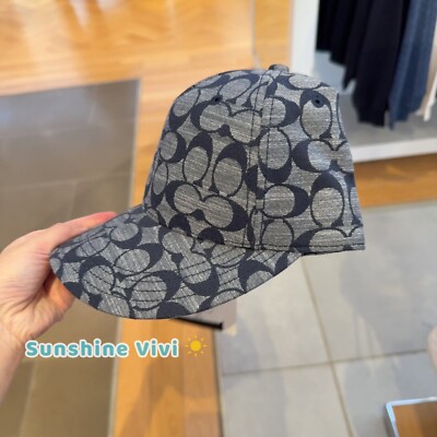 Coach Unisex Signature Chambray Logo Baseball Hat M/L Blue